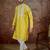 Men’s yellow silk blend kurta with solid thread work embroidery | trendy ethnic wear for festive, wedding