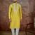 Men’s yellow silk blend kurta with solid thread work embroidery | trendy ethnic wear for festive, wedding
