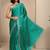 teal embellished saree with unstitched blouse piece