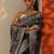 teal woven design organza saree with unstitched blouse piece
