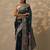 teal woven design organza saree with unstitched blouse piece