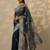 teal woven design organza saree with unstitched blouse piece