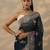 teal woven design organza saree with unstitched blouse piece