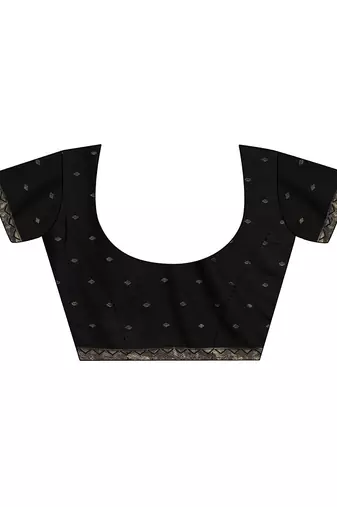 black woven design banarsi saree with unstitched blouse piece