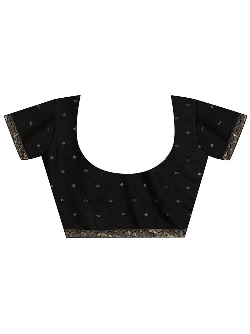 black woven design banarsi saree with unstitched blouse piece