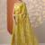 yellow embroidered organza saree with unstitched blouse piece
