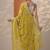 yellow embroidered organza saree with unstitched blouse piece