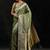 olive banarasi silk blend saree