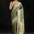 olive banarasi silk blend saree