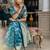 blue woven design saree with unstitched blouse piece