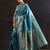blue woven design saree with unstitched blouse piece