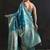 blue woven design saree with unstitched blouse piece