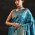 blue woven design saree with unstitched blouse piece