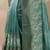 teal embroidered saree with unstitched blouse piece