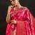pink woven design saree with unstitched blouse piece