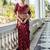 maroon woven design saree with unstitched blouse piece