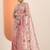 pink embroidered nylon saree with unstitched blouse piece
