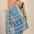 blue printed saree with unstitched blouse piece