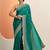teal embellished saree with unstitched blouse piece