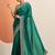teal embellished saree with unstitched blouse piece