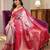pink silk blend saree with woven border