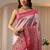 pink silk blend saree with woven border