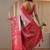 pink silk blend saree with woven border