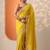 mustard solid saree with unstitched blouse piece