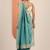 turquoise blue embellished saree with unstitched blouse piece