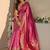 pink ethnic woven design saree with unstitched blouse piece