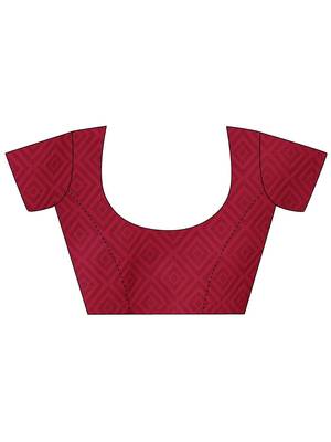 pink ethnic woven design saree with unstitched blouse piece 5