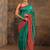 green bandhani embellished saree with unstitched blouse piece