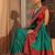 green bandhani embellished saree with unstitched blouse piece