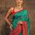 green bandhani embellished saree with unstitched blouse piece