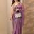 purple striped embellished saree with unstitched blouse piece