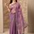 purple striped embellished saree with unstitched blouse piece