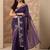 purple printed saree with unstitched blouse piece