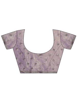 lavender embellished saree with unstitched blouse piece 4
