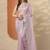 lavender embellished nylon saree with unstitched blouse piece