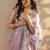 lavender embellished nylon saree with unstitched blouse piece