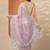lavender embellished nylon saree with unstitched blouse piece