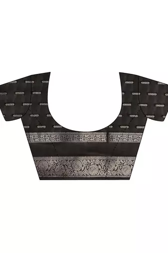 black woven design saree with unstitched blouse piece