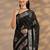 black woven design saree with unstitched blouse piece