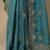 teal embroidered saree with unstitched blouse piece