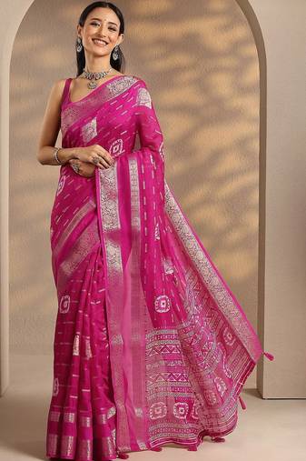 woven design saree with unstitched blouse piece