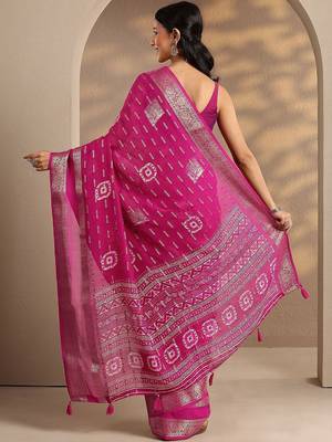 woven design saree with unstitched blouse piece 5