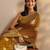 mustard woven design saree with unstitched blouse piece