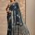 teal woven design saree with unstitched blouse piece