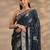 teal woven design saree with unstitched blouse piece