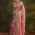 pink floral zari silk blend saree